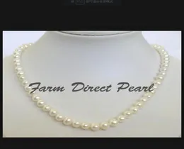 fine pearls jewelry natural 22quot Inch Long Genuine 78mm White Strand Pearl Necklace6413771