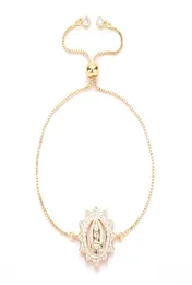 Micro pavimento de zircônia cúbica Virgin Maria Mother Gold Chain Ajuste Ajusta Pulsera MBR1801559852202