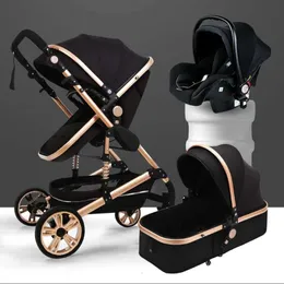 Barnvagnar# Baby Barnvagn High Landview 3 i 1 Portable Presschair PRAM Comfort för Born 98