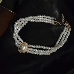 Doğal İnci Kolye Moda Vintage Zarif Çok Yönlü Çok Katmanlı Chokers için Kadın Düğün Mücevher Hediyesi Köprbemi Zinciri 240518