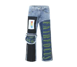 Men039s Plus Size Pants Letter Patch Vintage jeans raka flare byxor casual baggy denim byxor4001739