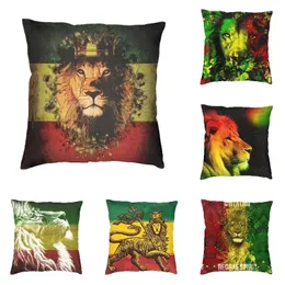 Kudde mode Jamaica King Rasta Lion Throw Case Home Decor Custom Jamaican Stolt Cover 45x45 Pillowcover för soffa