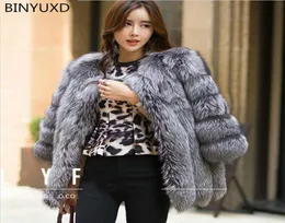 Binyuxd Neues Design Herumn Wintermantel warme neue Silberfuchsfell -Mantel Außenbekleidung Womens Fashion Fell Plus Größe S4XL6157133