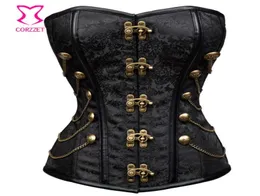 Vintage Brocade Black Gothic Corset Burlesque Korsett For Women Plus Size Corsets and Bustiers Steampunk Clothing 3XL Corselet1399429