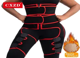 CXZD New Double Compression 3in1 Waist Trainer Shaping Butt Lifter Sweat Slimming Adjustable Thigh Trainer Shaper 2104027318650