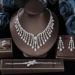 4piece cubic Zirconia Bridal Wedding Set Dubai Womens Jewelry Nigeria Africa Netring 240511