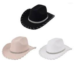 Berets błyszcząc kryształowe kowbojowe kapelusze diament za pachelorette imprezowy kapelusz aktorka aktorka Dropship