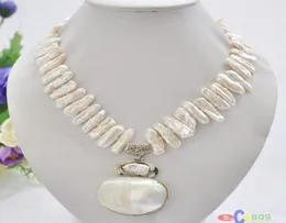 Biała BIWA DENS SPRAWNY Naszyjnik Pearl Mabe Pendant0129849792