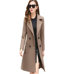 Фогорские женщины зимние шерстяные шерсти теплый 2018 Slim Fit Fasue Casual Office Lady Blends Woman Coat Jacket Khaki Plus Size New S1812859031
