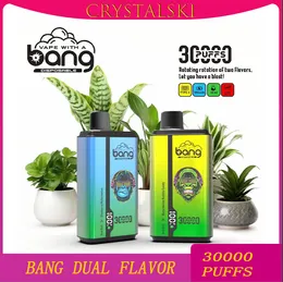 Bang 30000 Puffs Cigarro eletrônico Vape caneta descartável 36 ml com bateria recarregável de 550mAh, bobina de malha em forma de C, 12 sabores duplos disponíveis 0% 2% 3% 5%