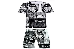 Japan Horror Comic Junji Ito 3D Print Summer Short Sleeve Tshirt and Beach Shorts Tvådelat set casual sportwear streetwear8093495