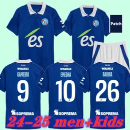 24 25 RC Strasbourg Home Soccer Jerseys 24 25 Bellegarde Gameiro Ajorque Maillot de Foot Mothiba Lienard Diarra Diallo Djiku DeLaine Men Kit Kit Futebol Cirche Cirche Camisa de futebol camisa de futebol camisa de futebol camisa