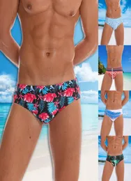 Heflashor Summer Men Sexy Briefsファッションプリントビーチスイミングプールスイミングスイミングトランクスイミングスイムウェア水着Zwembroek Heren8326405