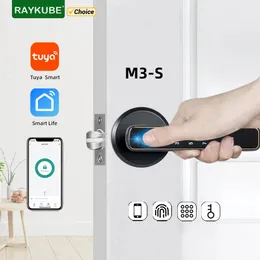 Raykube M3S Tuya Digital Fingerabdrucktür Schloss Elektronisches Schloss mit PasswortKeysmartLifetuya App Remote Unlock für Schlafzimmer 240507