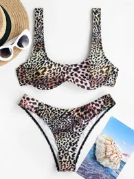 Costumi da bagno femminile Zaful Leopard High Cut Bikini
