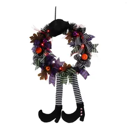 Flores decorativas grinaldas penduradas halloween ornamento assombrado casa guirlanda enchimento por porta de suprimento de pano led parede de pano iluminado