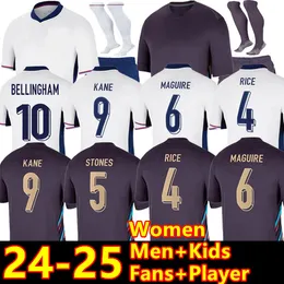 24 25 Camisa de futebol da Inglaterra Bellingham Rashford Kane 2024 Copa da Copa da Copa da Copa da Copa da Copa da seleção nacional Home Home Away Men Kit Kit Women Saka Rice Foden 16-4xl