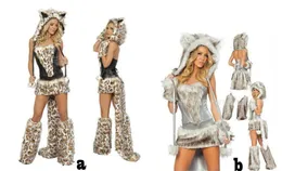 Sexy Furry Leopard Print Furry Halloween fantasia Halloween Catwolfleopard Nightclub Clowing Cos Catwomen Party Christmas Dress 9037984