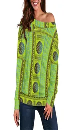 Women039S Tshirt Polynesian Tribal Clothing Green Tapa Masi Cloth Flower Print Custom Fashionブラウス