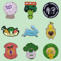 Broschen Vegetarismus Emaille Pin Faust Avocado Brokkoli Karotte Muschi Lappel Badge Süßes Cartoon Geschenk Tropfen