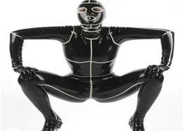Erkek G String Lateks Doğal Kauçuk Erkekler Seksi Genel Kapşonlu Siyah Catsuit Maskesi Unisex Bodysuits XXS-XXL13836908