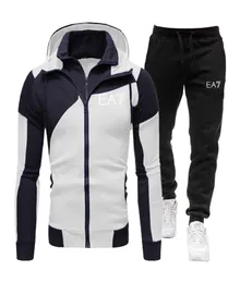 MEN039S GSTAR SUSuiti stampati con cappuccio con cerniera a maniche lunghe e pantaloni per motociclette antivento set atletici all'aperto3749619