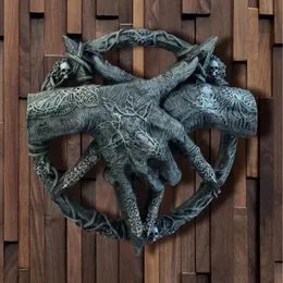 Teufel Handskulptur Baphomet Anhänger Pentagramm Klauenstatue -Dekoration Harz Crafts Dreamcatcher Gothic Ornament Decor 240517