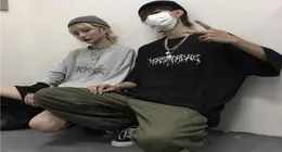 ハラジュクルーズエバーシングTシャツパンクレターゴシックプリント半袖女性ブラックストリートウェアヴィンテージ服ドロップトップTE789424