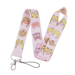 Flickor Sweet Sailor Moon KeyChain ID Kreditkort Cover Pass Mobiltelefon Charm Nackband Badge Holder Keyring Tillbehör