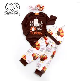 Conjuntos de roupas Emmababy Ação de Graças Baby menina menino unissex de manga longa de luto ofos-de-pescoço