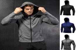 Men039s QuickDry Hoodies Running Sweatshirt Slim Fit Zip Up Fitness Gym T Shirts DK7704TSG1701224