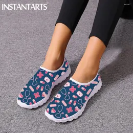 Lässige Schuhe Instantarts Fashion Tool Cartoon Muster weibliches Slip-on Mesh Leicht atmungsaktiv