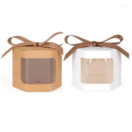 Wrap regalo 10/20pcs Kraft Paper Open Window Box Baking Dessert Dessert favore Packaging Candy Candy With Ribbon Birthday