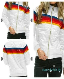 Women039s Jackets Donsignet Women Down Coat 2022 Casual Rainbow Fashion Zipup Striped Plus Size6381913