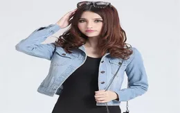 Jackets femininas Coats Spring Fashion Jeans Jeans Jeans jeans Mulheres Slim Cotton Solid Capel