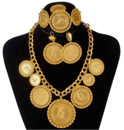 Madeni para kolyecearringracelet dubai mücevher setleri kadınlar için altın renk paraları Arabicafrican gelin hindi düğün hediyeleri 2112062666433