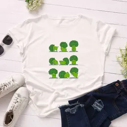 T-shirty męskie zabawne brokuły kobiety T-koszulka letnia warzywa kreskówka Tshirt wielokolorowy harajuku wegański druk T-shirt żeńskie ubrania Q240517