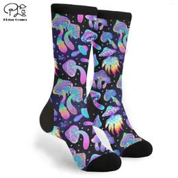 Herrensocken Pilze/Kaktus/Gurkenröhrchen 3D bedruckte Baumwolle farbenfrohe Marke warmer Strumpf Unisex Fashion Casual Socken