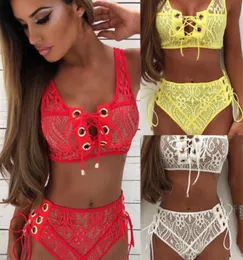 2st Womens Lace Bikini Set Pushup POLLED STRAPy BRA MESH SWIMSuit Ladies Sexig Bandage Bathing Swimwear Females Bikini8546610