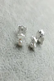 Bear smycken 925 Sterling Silverörhängen Pendientes Super Power de Plata Con Perla Passar European Jewelry Style Gift 8124035404129741