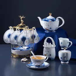 Çin Highmgrad Bone China Coffeat Cup ve Soser Kaşık Şeker Kase Süt Seti Çay Teapot Tea 240518