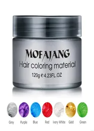 Mofajang Hair Wax 120g Silver Grandma Grey Hair Pomade 8 색상 일회용 패션 헤어 스타일링 점토 색칠 진흙 크림 6569003