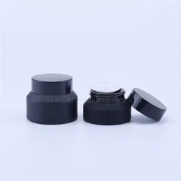 Storage Bottles 5pcs 50g Mablack Glass Cream Jars Cosmetic Packaging With Plastic Caps & Inner Liners Round Empty Small