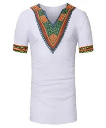 Calofe desen baskı erkekler tshirt yaz Afrika tarzı vintage teetops v boyun kısa kollu tişörtler homme casal tee7476234