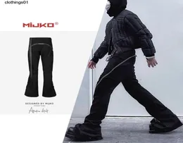 Mijko Men039S WOOD039S Sonbahar ve Kış Kotu Yeni Ürünler Ro tarzı Spiral Track Ed Büyük fermuarlı muz pantolonları BL7387702