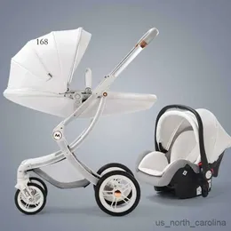 Barnvagn# baby barnvagn 2in1/3 i 1 lyxig babyvagn med bilstol nyfödd baby barnvagn läder baby vagn högt landskap R230817 21