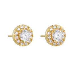 Stud Classic Dauphine Zirconia Halo Single Stone Earrings 925 Sterling Silver 18K Guldpläterade fina smycken Q240517