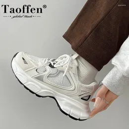 Sapatos casuais tênis taoffen para mulheres de espessura sola respirável tênis damas que executam treinadores de esportes de cunha de moda