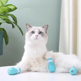 Kedi Kostümleri 4pcs Anti-Çizelge Botları Ayak Örtüsü Ayarlanabilir Dikenli Anti-Off Koruyucu Ayakkabı Banyo Tıraşları için Çok Fonksiyonlu