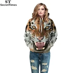 Secrettimes Mode Womenmen 3d Sweatshirts Druck Tiger Animal Casual Hoodies mit Cap Herbst Winter Hoody mit Vordertaschen6814694